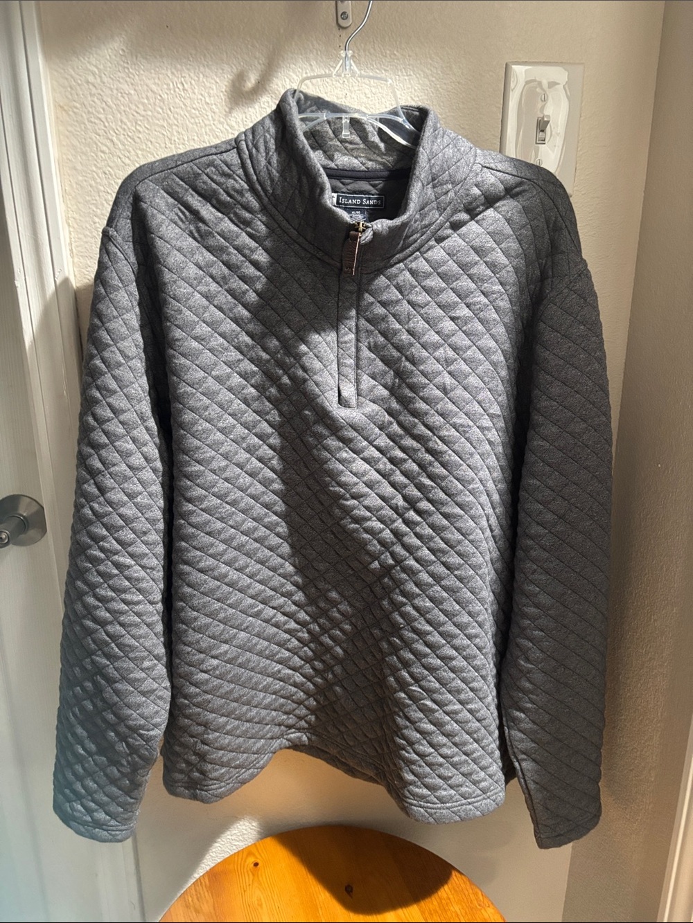Island Sands Quilted Half-Zip Pullover in Gray XL